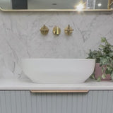 Byron Egg 500mm x 340mm Artificial Stone Above-Counter Basin, Matte White *Clearance Stock*