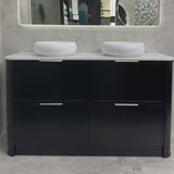 Tura Shaker 1500mm Curved Floorstanding Vanity Cabinet, Matte Black