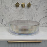 Kahm Mediterranean Fluted 400mm Above-Counter Glass Basin, Mermaid Glass