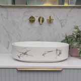 Pill Step 500mm x 370mm Above-Counter Basin, Fired Matte Calacatta