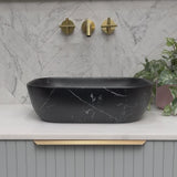 Julio 455mm x 325mm Above-Counter Basin, Fired Matte Nero Marquina