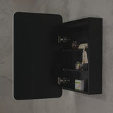 Retti Rectangular 450mm x 750mm Frontlit LED Mirrored Shaving Cabinet, Matte Black