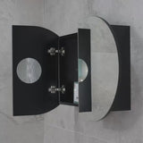 Pill Oval 900mm x 600mm Mirrored Shaving Cabinet, Matte Black