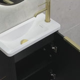 *Clearance* Tura Groove Petite 500mm Curved Wall Hung Slim Vanity Cabinet, Matte Black