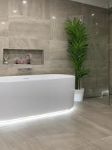 Brighton Groove 1700mm Fluted Oval Freestanding Bath with LED Lights, Matte White