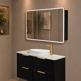 Retti Rectangular 1200mm x 750mm Frontlit LED Mirrored Shaving Cabinet, Matte Black