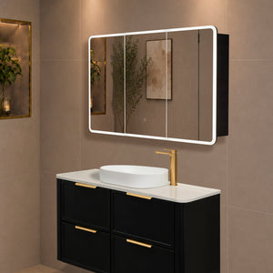 Retti Rectangular 1200mm x 750mm Frontlit LED Mirrored Shaving Cabinet, Matte Black