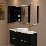 Retti Rectangular 1200mm x 750mm Frontlit LED Mirrored Shaving Cabinet, Matte Black