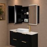 Retti Rectangular 1200mm x 750mm Frontlit LED Mirrored Shaving Cabinet, Matte Black