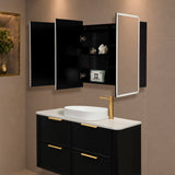 Retti Rectangular 1200mm x 750mm Frontlit LED Mirrored Shaving Cabinet, Matte Black