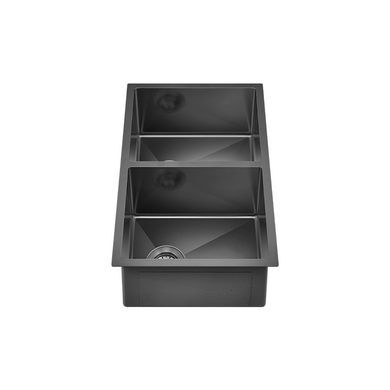 Retto 770mm x 450mm x 230mm Stainless Steel Double Sink | Brushed Gunmetal (Black)  |