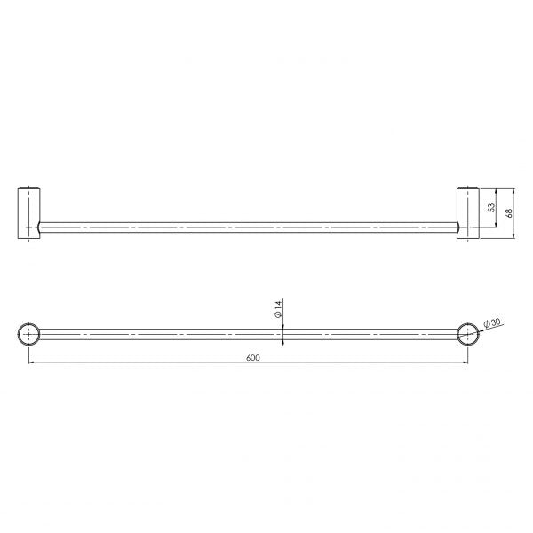 Phoenix Vivid Slimline Single Towel Rail 600mm | Matte Black |
