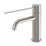 Phoenix Vivid Slimline Basin Mixer Curved Outlet With Extended Lever | Brushed Nickel |
