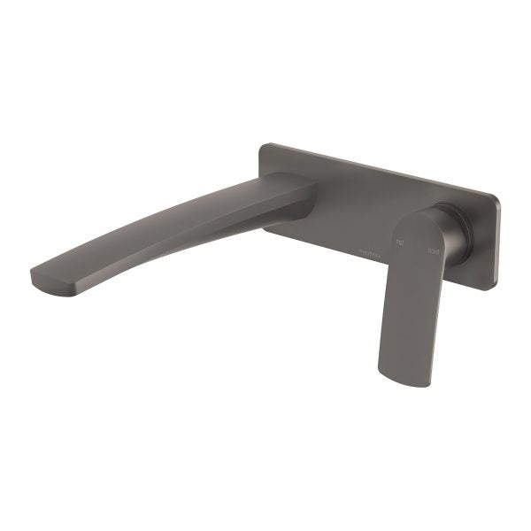 Phoenix Mekko Wall Basin/ Bath Mixer Set 200mm, Gunmetal