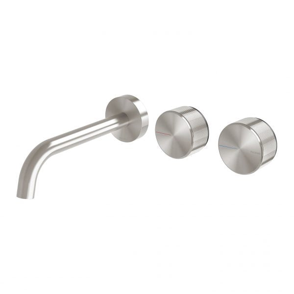 Phoenix Axia Wall Basin/ Bath Curved Outlet Hostess Set 180mm, Brushed Nickel