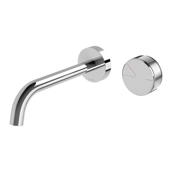Phoenix Axia Wall Basin/ Bath Curved Outlet Mixer Set 180mm, Chrome