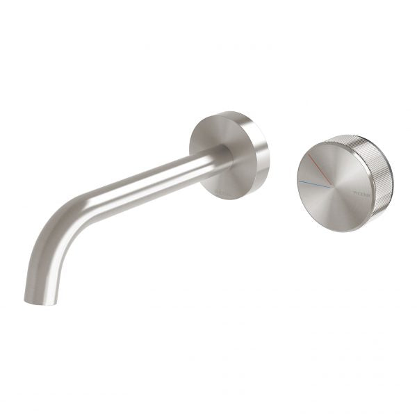Phoenix Axia Wall Basin/ Bath Curved Outlet Mixer Set 180mm, Brushed Nickel