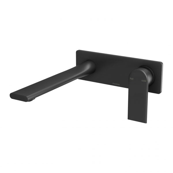 Phoenix Teel Wall Basin/ Bath Mixer Set 200mm, Matte Black
