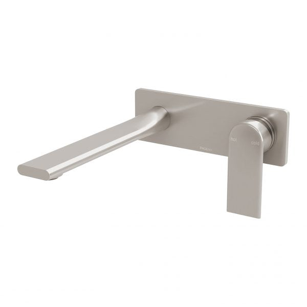 Phoenix Teel Wall Basin/ Bath Mixer Set 200mm, Brushed Nickel