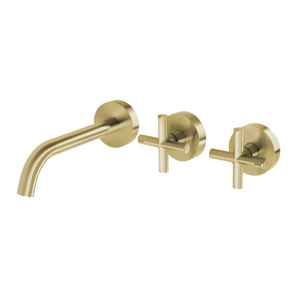Phoenix Vivid Slimline Plus Wall Basin/ Bath Hostess Set 180mm, Brushed Gold