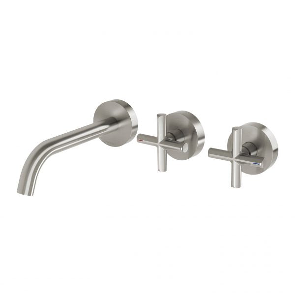 Phoenix Vivid Slimline Plus Wall Basin/ Bath Hostess Set 180mm, Brushed Nickel