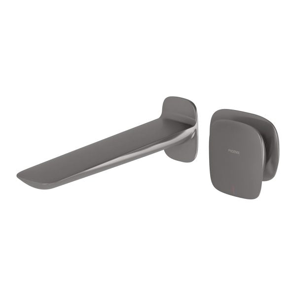 Phoenix Nuage Wall Basin/ Bath Mixer Set 200mm, Brushed Carbon