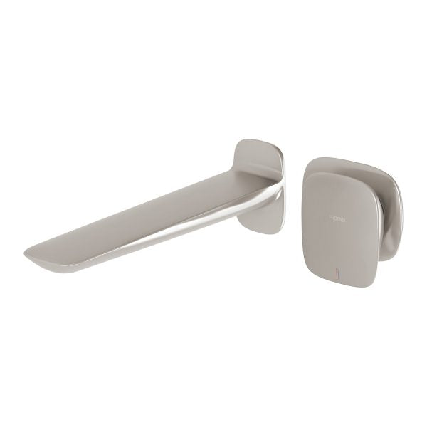 Phoenix Nuage Wall Basin/ Bath Mixer Set 200mm, Brushed Nickel