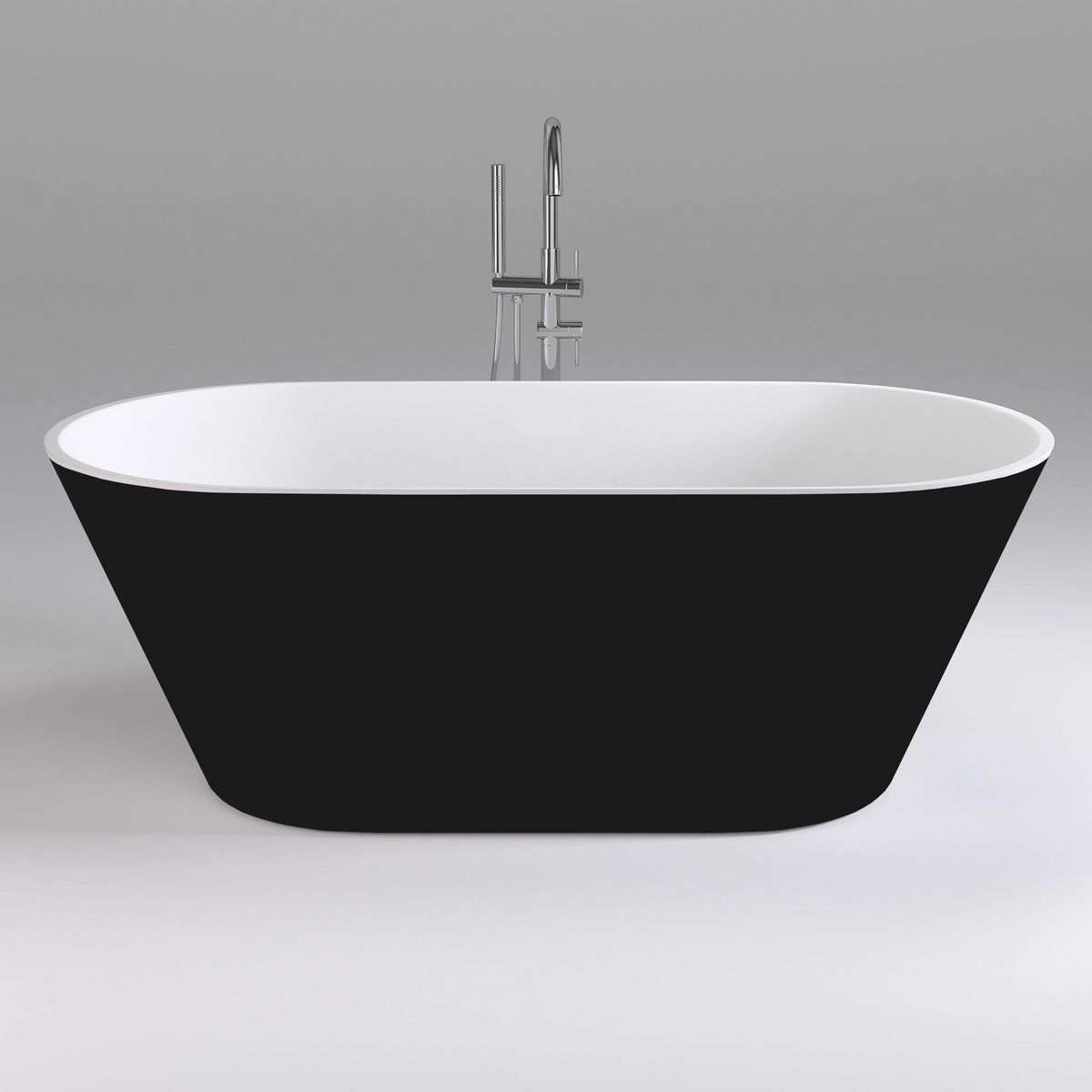 Brighton Slim 1500mm Oval Freestanding Bath Gloss Black and White