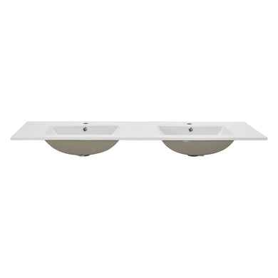 Una 1500mm Vanity Top with Double Integrated Sink and Overflow, Gloss White
