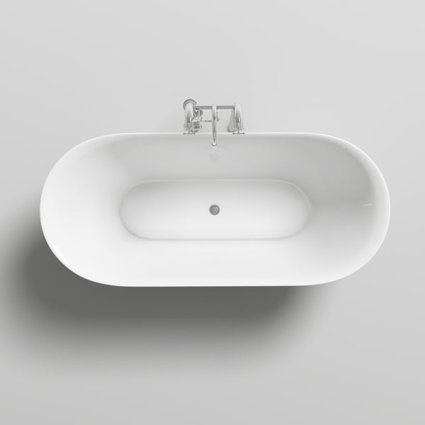 Amoroso 1700mm Freestanding Bath, Gloss Black and White