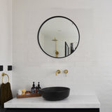 Deluxe Round Mirror with Black Frame. Available 600mm, 750mm, 900mm