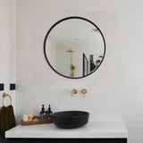 Deluxe Round Mirror with Black Frame. Available 600mm, 750mm, 900mm