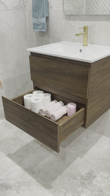 Alles 600mm Wall Hung Vanity Cabinet | Acacia Ash Woodgrain |