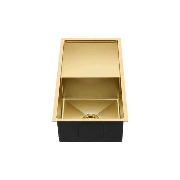 Retto 850mm x 450mm x 230mm Stainless Steel Sink with Drainer | Brushed Brass (gold) |
