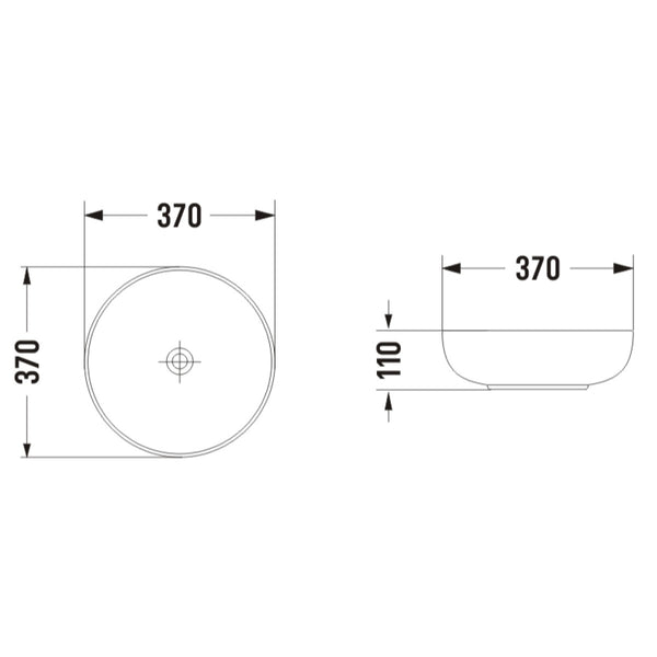 Disco Black 370mm Above-Counter Basin | Matte |