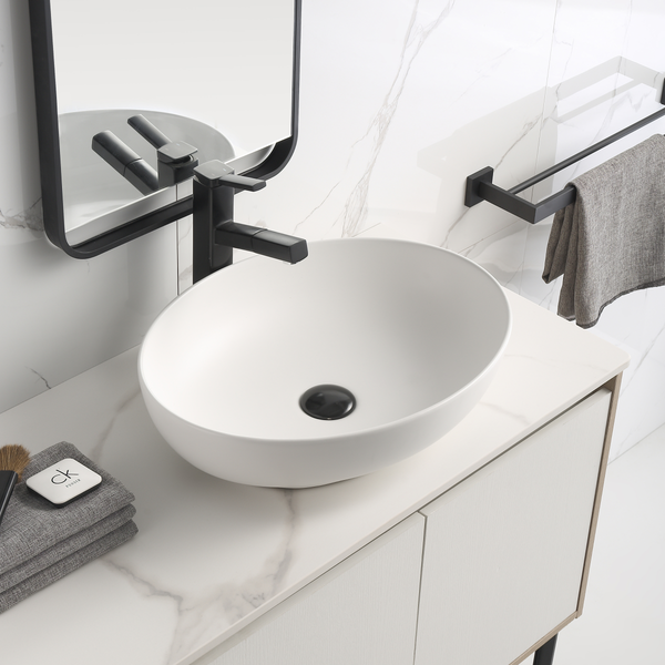 Ellipse White 520mm x 395mm Above-Counter Basin | Matte | — ATS Tiles ...