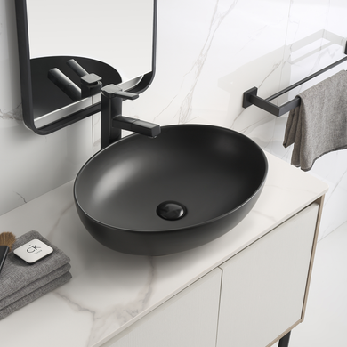 Ellipse 520mm x 395mm Above-Counter Basin, Matte Black