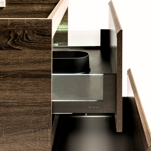 Alles Plus 600mm Wall Hung Vanity Cabinet | Legna Noir Woodgrain |
