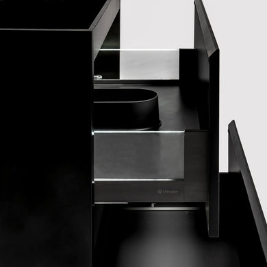 *Clearance* Alles Plus 600mm Floor Standing Vanity Cabinet | Satin Black |