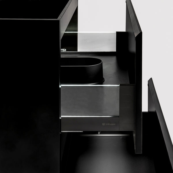Alles Plus 600mm Floor Standing Vanity Cabinet | Satin Black |