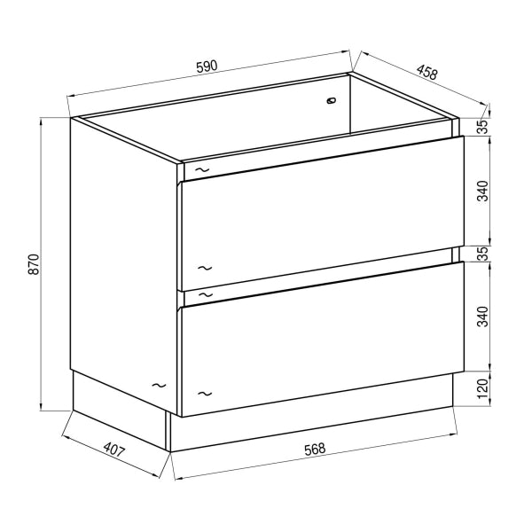 Alles Plus 600mm Floor Standing Vanity Cabinet | Satin Black |
