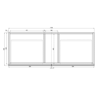 *Clearance* Alles Plus 1200mm Wall Hung Vanity Cabinet | Legna Noir Woodgrain |