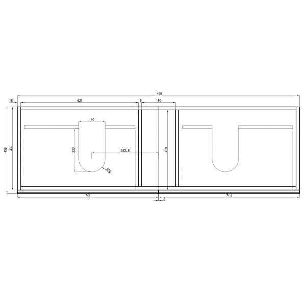 Alles Plus 1500mm Wall Hung Vanity Cabinet | Satin Black |