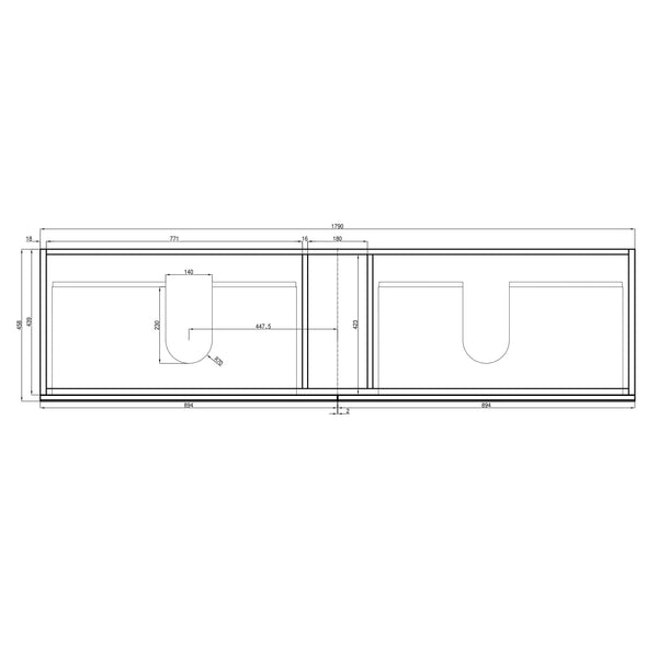 Alles Plus 1800mm Floor Standing Vanity Cabinet | Satin Black |