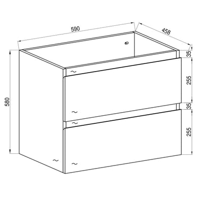 *Clearance* Alles Plus 600mm Wall Hung Vanity Cabinet | Satin White |