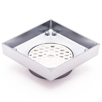 Brass Tile Insert Floor Waste | 75mm Outlet, Polished Chrome