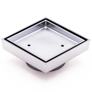 Brass Tile Insert Floor Waste | 75mm Outlet, Polished Chrome