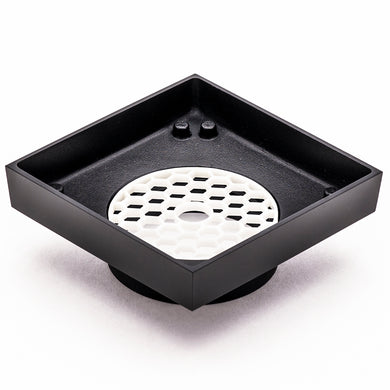 Brass Tile Insert Floor Waste | 75mm Outlet, Matte Black