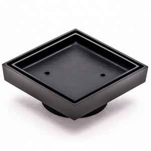 Brass Tile Insert Floor Waste | 75mm Outlet, Matte Black