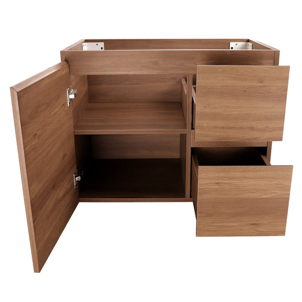 Avisé 750mm Wall Hung Vanity Cabinet with Drawers on the Right Side | Villara Oak Woodgrain |